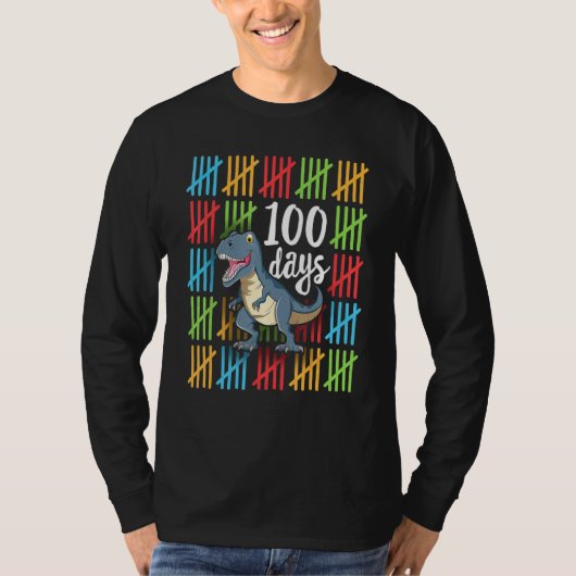 100 Days of School Dinosaur T-Rex Dino Kids Boys 1 Tシャツ (正面)
