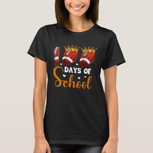 100 Days Of School Football 100th Day Boys Kids Tシャツ (正面)