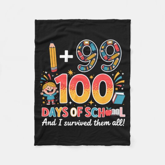 100 Days Of School For Teachers And Students Math  フリースブランケット (正面)