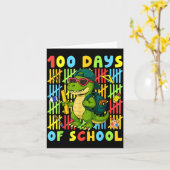 100 Days Of School Funny Dinosaur T-rex Boy Girl T カード (黄色い花)