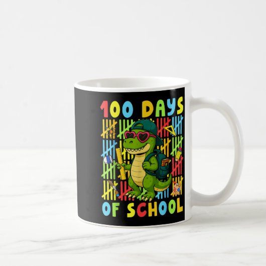 100 Days Of School Funny Dinosaur T-rex Boy Girl T コーヒーマグカップ (右)