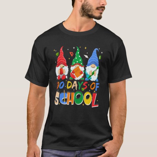 100 Days Of School Funny Gnome Virtual Learning Te Tシャツ (正面)