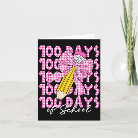 100 Days Of School Girls Coquette Bow 100th Day Of カード (正面)