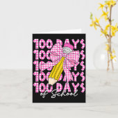100 Days Of School Girls Coquette Bow 100th Day Of カード (黄色い花)