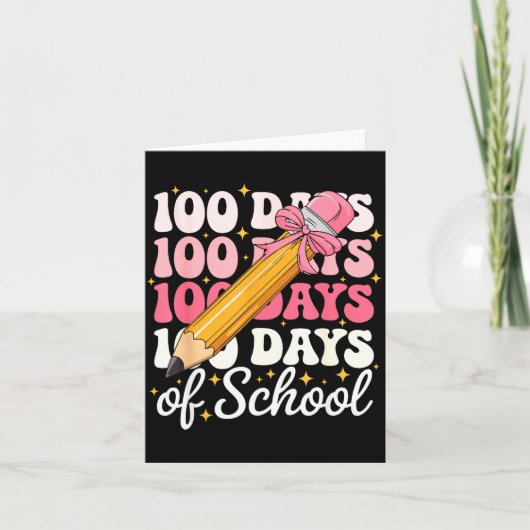 100 Days Of School Girls Coquette Bow 100th Day Of カード (正面)
