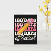 100 Days Of School Girls Coquette Bow 100th Day Of カード (黄色い花)