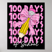 100 Days Of School Girls Coquette Bow 100th Day Of ポスター (正面)