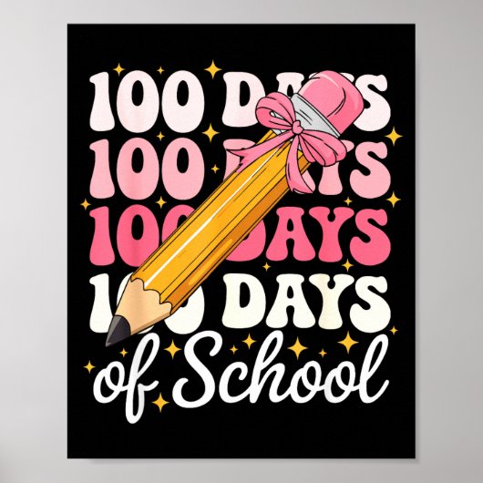 100 Days Of School Girls Coquette Bow 100th Day Of ポスター (正面)