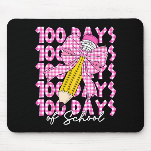 100 Days Of School Girls Coquette Bow 100th Day Of マウスパッド (正面)