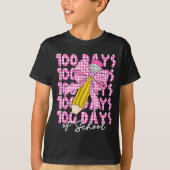 100 Days Of School Girls Coquette Bow 100th Day Of Tシャツ (正面)