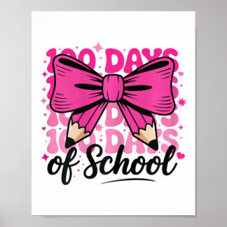 100 Days Of School Girls Teacher Coquette Bow Kids ポスター