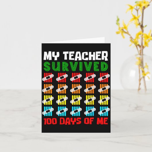 100 Days Of School Kids 100th Day Of School Costum カード (黄色い花)