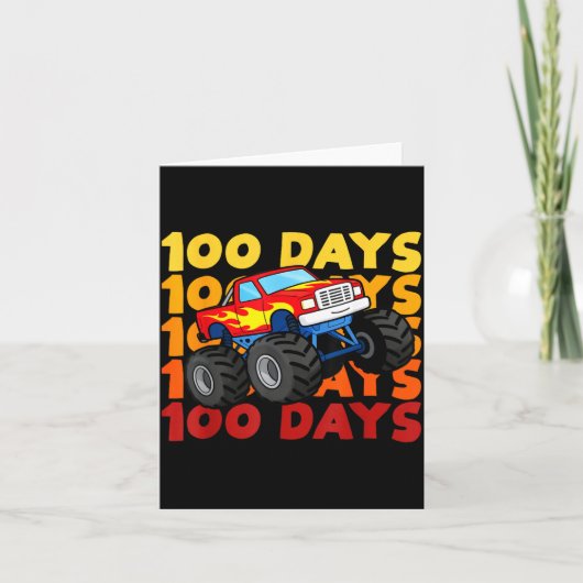 100 Days Of School Kids Monster Truck Boys And Gir カード (正面)