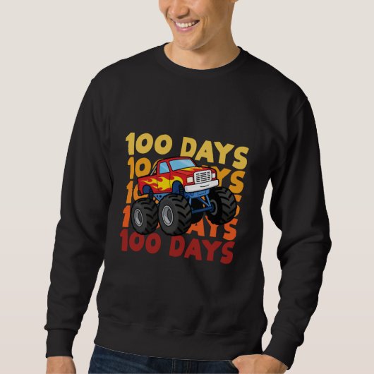 100 Days of School Kids Monster Truck Boys and Gir スウェットシャツ (正面)