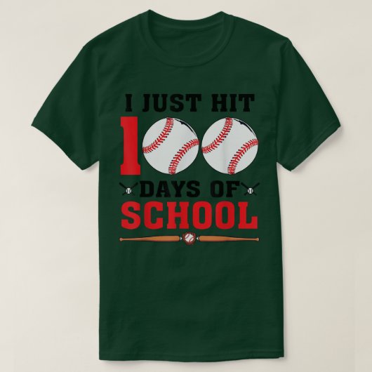 100 Days Of School Kindergarten Baseball Students  Tシャツ (デザイン正面)
