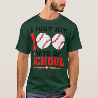 100 Days Of School Kindergarten Baseball Students  Tシャツ
