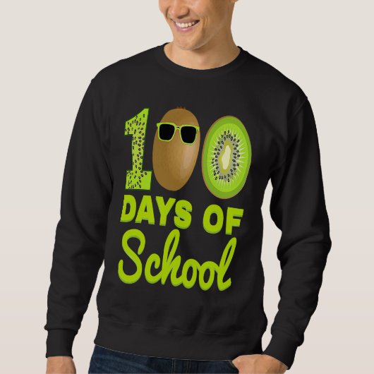 100 Days of School Kiwi Funny Food Fruit Lover Tea スウェットシャツ (正面)