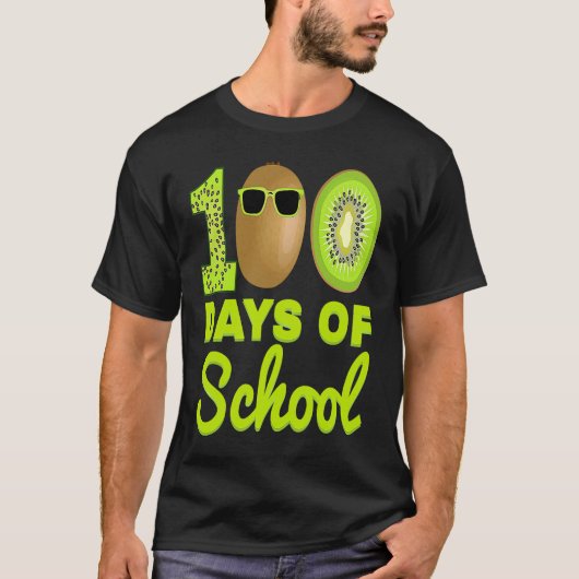 100 Days of School Kiwi Funny Food Fruit Lover Tea Tシャツ (正面)