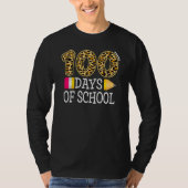 100 Days Of School Leopard Happy 100th Day Of Scho Tシャツ (正面)