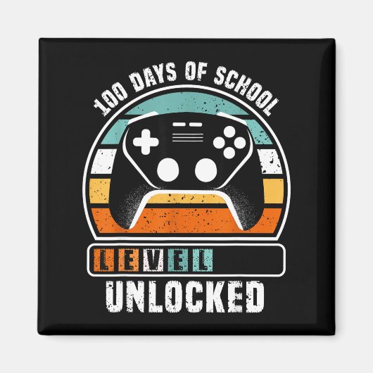 100 Days Of School Level Unlocked Funny Gamers Boy マグネット (正面)