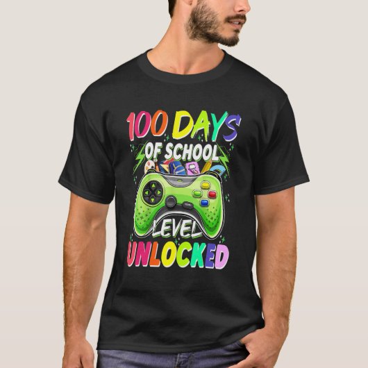 100 Days of School Level Unlocked Video Games Game Tシャツ (正面)