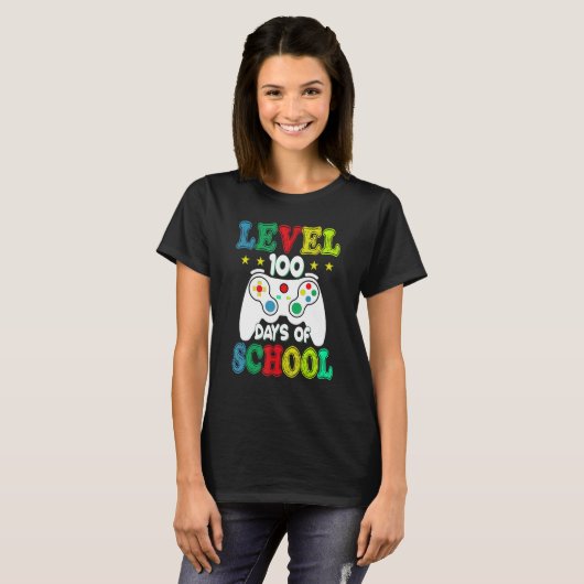 100 Days of School Level Unlocked Video Games Game Tシャツ (正面フル)