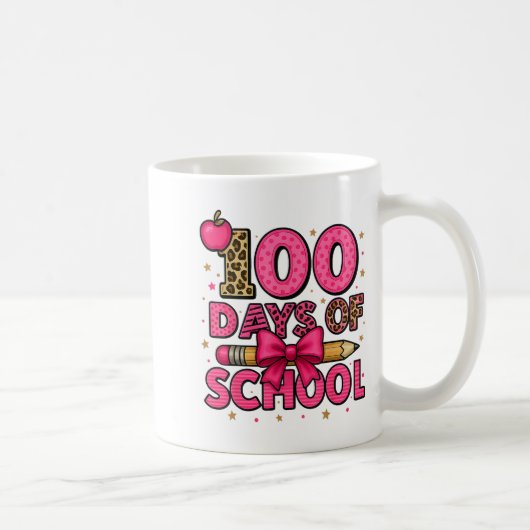 100 Days Of School Nk Coquette Bow Girls 100th Day コーヒーマグカップ (右)