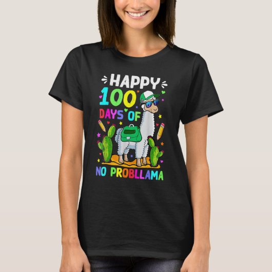 100 Days Of School No Prob Llama Llama Teacher 100 Tシャツ (正面)