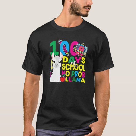 100 Days Of School No Prob llama Llama Teacher And Tシャツ (正面)