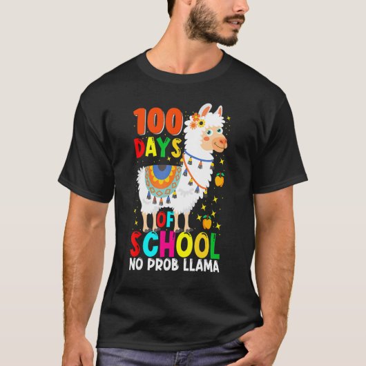 100 Days Of School No Prob Llama Llama Teacher And Tシャツ (正面)