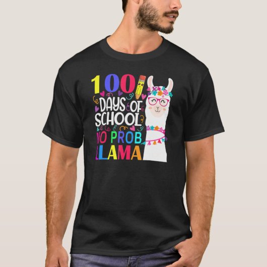 100 Days Of School No Prob Llama Llama Teacher And Tシャツ (正面)