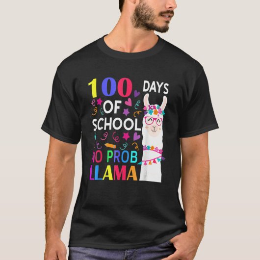 100 Days Of School No Prob Llama Llama Teacher Stu Tシャツ (正面)