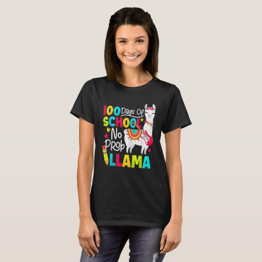100 days of school no prob llama tシャツ (正面フル)