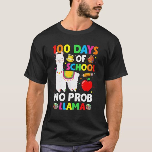 100 Days Of School No Prob Llama Teacher 100th Day Tシャツ (正面)