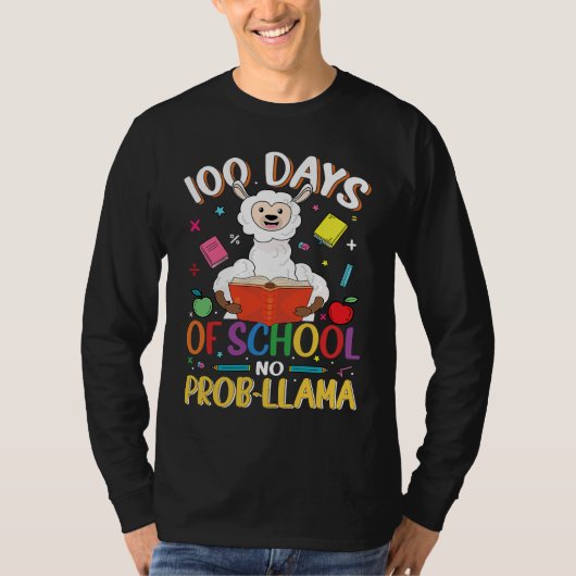 100 Days Of School No Prob llama Teacher Student 1 Tシャツ (正面)