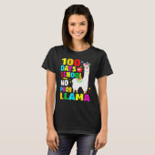 100 Days Of School No Problem Llama Girl 100th Day Tシャツ (正面フル)