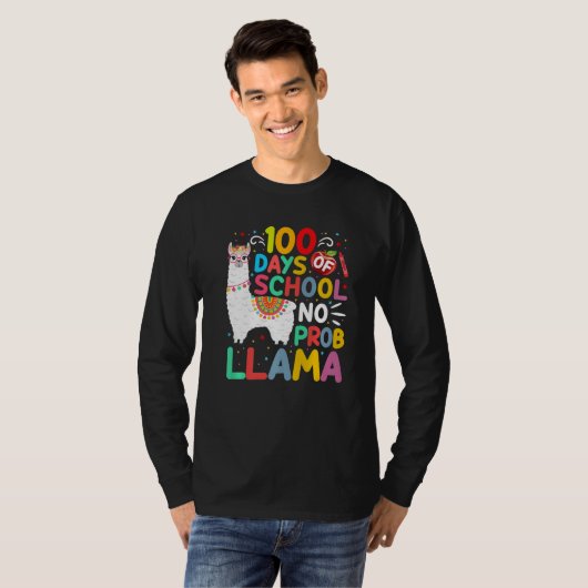 100 Days of School No Probllama Llama 100 Days of  Tシャツ (正面フル)