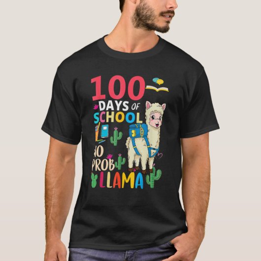 100 Days Of School No Probllama Llama 6th Grade Te Tシャツ (正面)