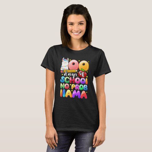 100 Days of School No Probllama Llama Gift Kids Gi Tシャツ (正面フル)