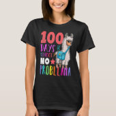 100 Days Of School No Probllama Llama Happy 100th  Tシャツ (正面)
