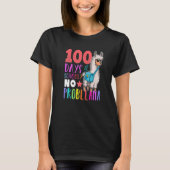 100 Days of School No Probllama Llama Happy 100th  Tシャツ (正面)