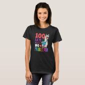 100 Days of School No Probllama Llama Happy 100th  Tシャツ (正面フル)