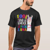 100 Days Of School No Probllama Llama Happy 100th  Tシャツ (正面)