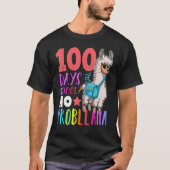 100 Days Of School No Probllama Llama Happy 100th  Tシャツ (正面)
