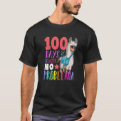 100 Days of School No Probllama Llama Happy 100th  Tシャツ (正面)
