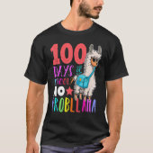 100 Days Of School No Probllama Llama Happy 100th  Tシャツ (正面)