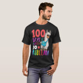 100 Days Of School No Probllama Llama Happy 100th  Tシャツ (正面フル)