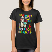 100 Days Of School No Probllama Llama Happy 100th  Tシャツ (正面)