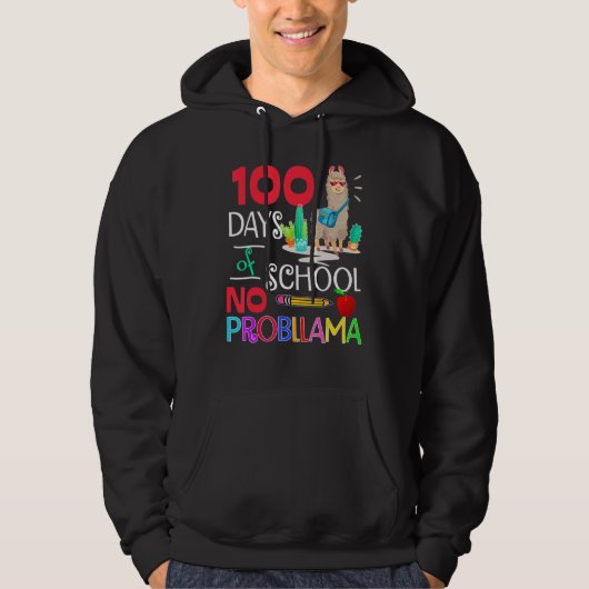 100 Days Of School No Probllama Llama Shirt Llama パーカ (正面)