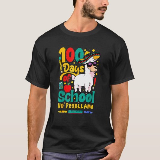 100 Days Of School No Probllama Llama Teachers Stu Tシャツ (正面)